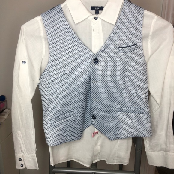 3PC BOYS LINEN SET WHITE & BLUE - Picture 8 of 10